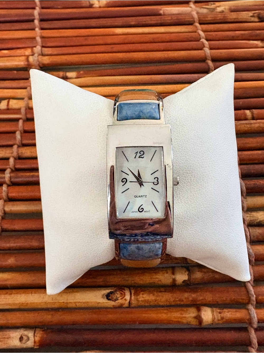 Women's Silver-Tone Watch with Blue Stone Inlay Needs Battery